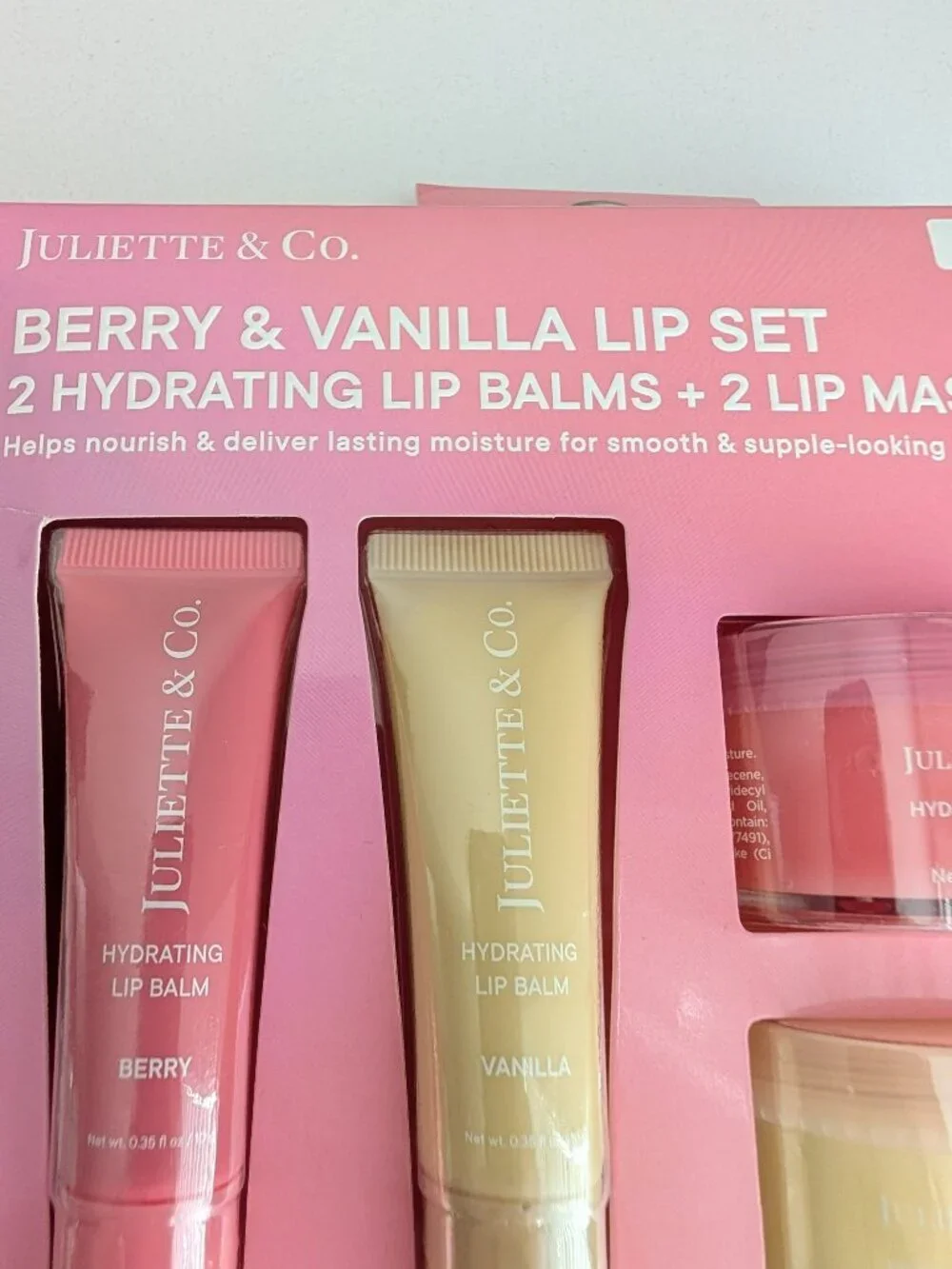 Juliette & Co. Berry & Vanilla Lip Set 2 Hydrating Lip Balm + Lip Masks SEALED